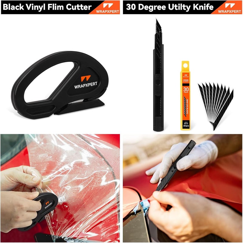 WRAPXPERT Window Tint Kit 15 PCS Vinyl Wrap Tools Kit Vehicle Glass Protective Film Installing Tool Included Squeegee Tool Kit, Plastic Scraper, Safety Film Cutter, Utility Knife with Blades - Image 4